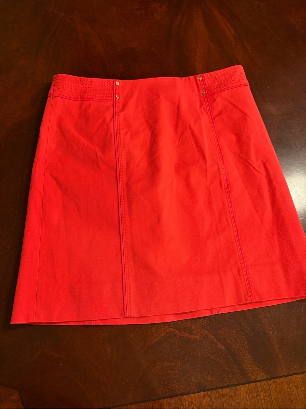 White House Black Market Red Mini Skirt with Panel Seams